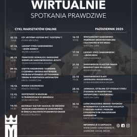 Zamek wirtualnie - spotkania prawdziwe – październikowa edycja warsztatów online (FEnIKS) w Muzeum Zamkowym w Sandomierzu (2-30.10.2025)