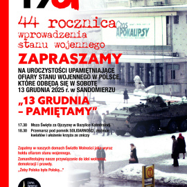 Zaproszenie na obchody 44. rocznicy wprowadzenia stanu wojennego